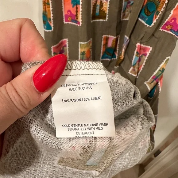 🎨Petal & Pup Postcard/Stamp Printed Maxi Dress - Picture 10 of 10